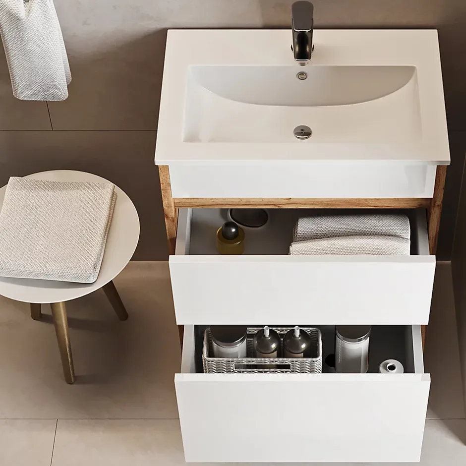 Vicco Ensemble meubles bain Chêne de force doré 2 pièces, meuble bas 60 cm