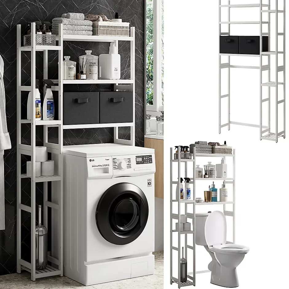 Vicco Etagère de toilettes Blanc 78.5x163cm avec 2 tiroirs en non-tissé* Meuble Wc