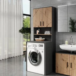 Vicco Meuble bain Anthracite/Artisan 68x103.5cm avec 2 portes* Meuble Wc