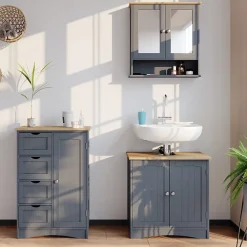 Vicco Meuble de rangement de salle de bain Gris 55x81cm* Armoire De Salle De Bains