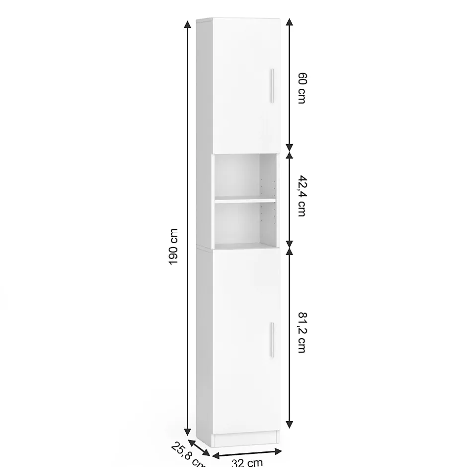 Vicco Meuble de rangement de salle de bain Blanc 32x190cm* Colonne De Salle De Bains