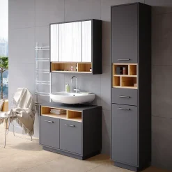 Vicco Meuble de rangement de salle de bain Anthracite 38x190cm