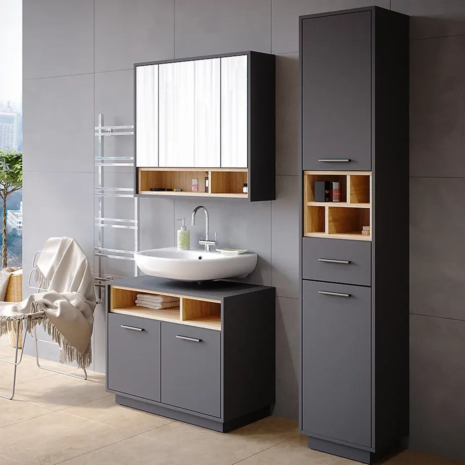 Vicco Meuble de rangement de salle de bain Anthracite 38x190cm