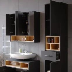 Vicco Meuble de rangement de salle de bain Anthracite 38x190cm