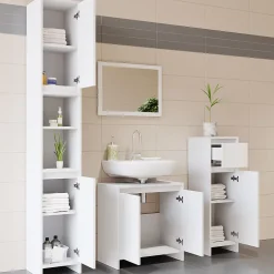 Vicco Meuble de rangement de salle de bain Blanc 30x190cm