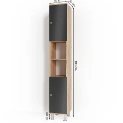 Vicco Meuble de rangement de salle de bain Chêne 30x190cm* Colonne De Salle De Bains