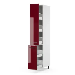 Vicco Meuble de rangement de salle de bain Rouge bordeaux Haute brillance 30x206.8cm