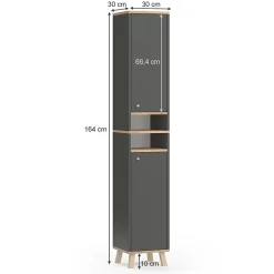 Vicco Meuble de rangement de salle de bain Anthracite 30x174cm