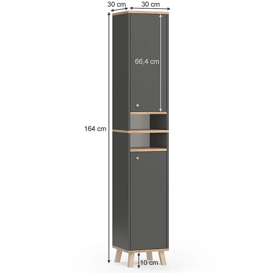 Vicco Meuble de rangement de salle de bain Anthracite 30x174cm