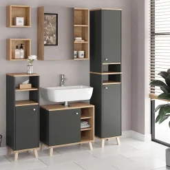 Vicco Meuble de rangement de salle de bain Anthracite 30x174cm