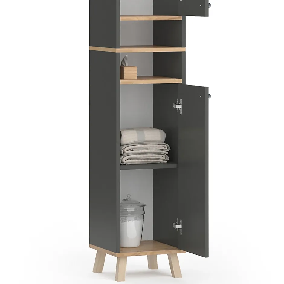 Vicco Meuble de rangement de salle de bain Anthracite 30x174cm
