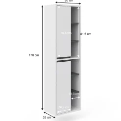 Vicco Meuble de rangement de salle de bain Blanc 50x170cm* Colonne De Salle De Bains