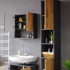 Vicco Meuble de rangement de salle de bain Chêne doré/anthracite 30x192cm* Colonne De Salle De Bains