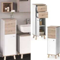 Vicco Meuble de rangement de salle de bain Blanc 30x95cm avec tiroirs* Armoire De Salle De Bains