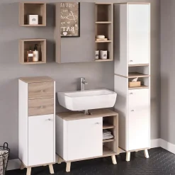 Vicco Meuble de rangement de salle de bain Blanc 30x95cm avec tiroirs* Armoire De Salle De Bains