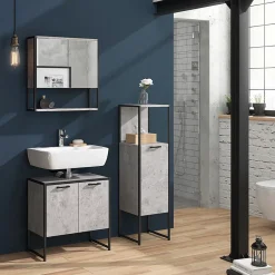Vicco Meuble de rangement de salle de bain Béton 33x120.4cm