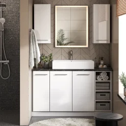 Vicco Meuble de rangement de salle de bain Blanc 30x82cm sans PT