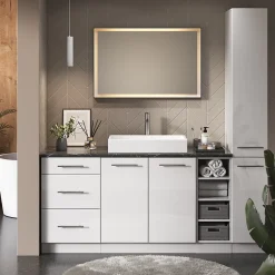 Vicco Meuble de rangement de salle de bain Blanc 30x82cm sans PT