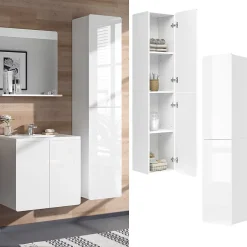 Vicco Meuble de rangement de salle de bain Blanc 36.6x171.6cm