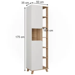 Vicco Meuble salle de bain Sonoma/blanc 50x175cm avec 2 portes* Colonne De Salle De Bains