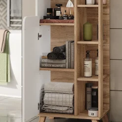 Vicco Meuble salle de bain Sonoma/blanc 50x175cm avec 2 portes* Colonne De Salle De Bains