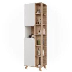 Vicco Meuble salle de bain Sonoma/blanc 50x175cm avec 2 portes* Colonne De Salle De Bains