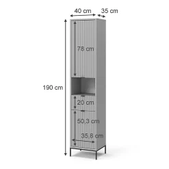 Vicco Meuble salle de bain Gris 40x190cm avec portes, et tiroir* Colonne De Salle De Bains