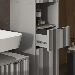 Vicco Meuble salle de bain Gris 40x190cm avec portes, et tiroir* Colonne De Salle De Bains