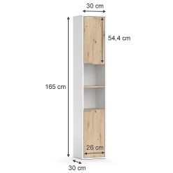 Vicco Meuble salle de bain Blanc 30x165cm avec portes, et compartiments ouverts* Colonne De Salle De Bains