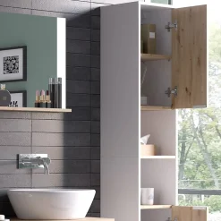Vicco Meuble salle de bain Blanc 30x165cm avec portes, et compartiments ouverts* Colonne De Salle De Bains