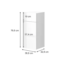 Vicco Meuble salle de bain Blanc 36.6x76.6cm avec tiroir et porte* Armoire De Salle De Bains