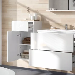 Vicco Meuble salle de bain Blanc 36.6x76.6cm avec tiroir et porte* Armoire De Salle De Bains