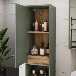 Vicco Meuble salle de bain Vert/Artisan 38x170cm avec 2 portes