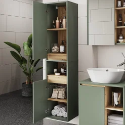 Vicco Meuble salle de bain Vert/Artisan 38x170cm avec 2 portes