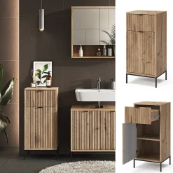 Vicco Meuble salle de bain Chêne Viking 40x87cm avec porte et tiroir* Armoire De Salle De Bains