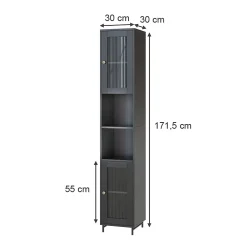 Vicco Meuble salle de bain Gris 30x171.5cm* Colonne De Salle De Bains