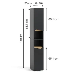 Vicco Meuble salle de bain Anthracite 30x180cm avec portes, et compartiments ouverts* Colonne De Salle De Bains