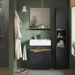 Vicco Meuble salle de bain Anthracite 30x180cm avec portes, et compartiments ouverts* Colonne De Salle De Bains