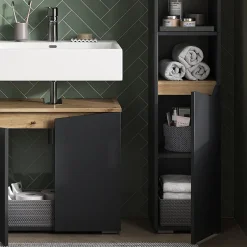 Vicco Meuble salle de bain Anthracite 30x180cm avec portes, et compartiments ouverts* Colonne De Salle De Bains