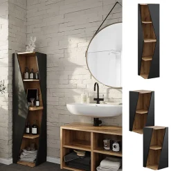 Vicco Meuble salle de bain Anthracite 31.6x70.5cm avec 3 étagères* Colonne De Salle De Bains