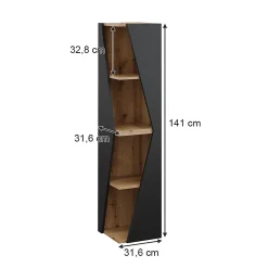 Vicco Meuble salle de bain Anthracite 31.6x70.5cm avec 3 étagères* Colonne De Salle De Bains