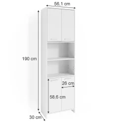 Vicco Meuble salle de bain Blanc 56.1x190cm Armoire de toilette* Colonne De Salle De Bains