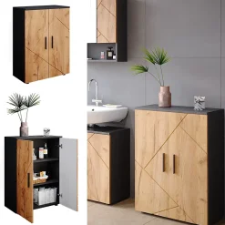 Vicco Meuble salle de bain Anthracite/chêne doré 60x81cm* Armoire De Salle De Bains