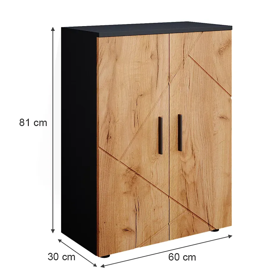 Vicco Meuble salle de bain Anthracite/chêne doré 60x81cm* Armoire De Salle De Bains