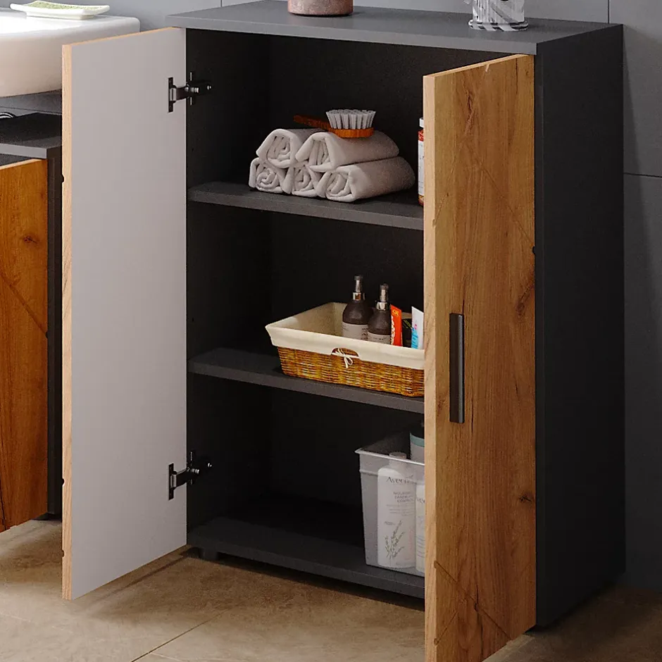 Vicco Meuble salle de bain Anthracite/chêne doré 60x81cm* Armoire De Salle De Bains