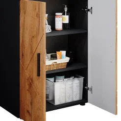 Vicco Meuble salle de bain Anthracite/chêne doré 60x81cm* Armoire De Salle De Bains
