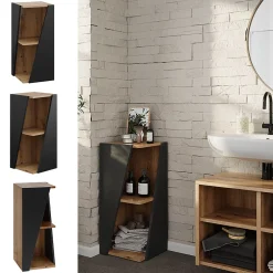 Vicco Meuble salle de bain Anthracite 31.6x70.5cm avec étagères ouvertes