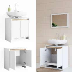Vicco Meuble sous vasque simple Blanc/Sonoma 58x60cm