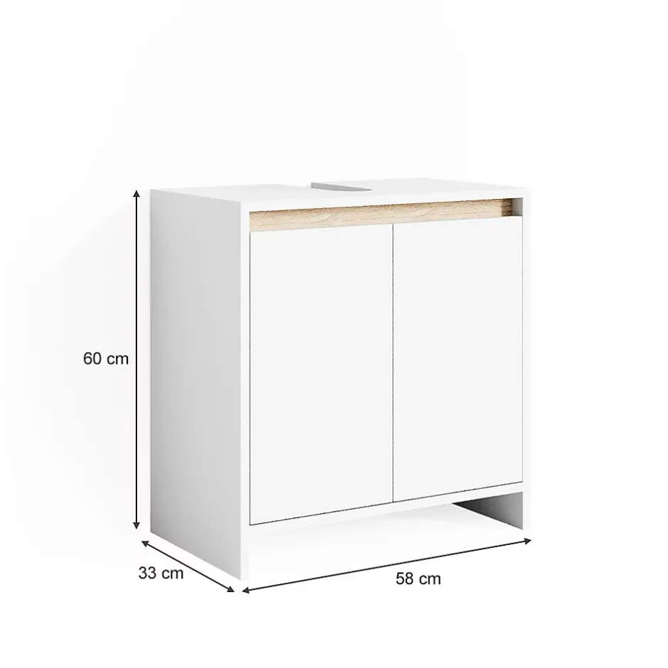 Vicco Meuble sous vasque simple Blanc/Sonoma 58x60cm