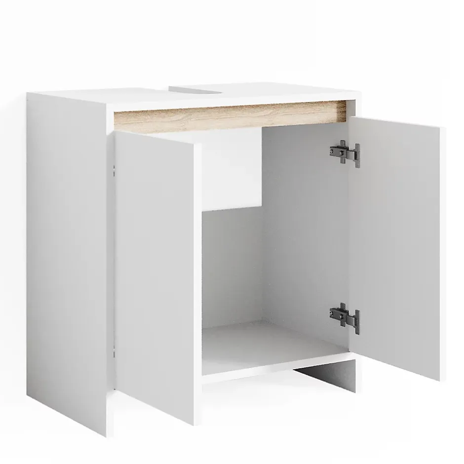 Vicco Meuble sous vasque simple Blanc/Sonoma 58x60cm